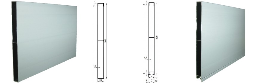 Alubordwände 300 mm eloxiert